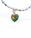 Stretch Charm Bracelet, Rhodium Plated Vitrail Medium Crystal Heart Charm 6cm in diameter Nickel Free, Hypoallergenic 