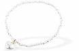 Silver Coloured Stretch, Beaded, Slip On Bracelet, Rhodium Plated with Heart Charm