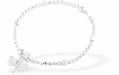 Silver Coloured Stretch, Beaded, Slip On Bracelet, Rhodium Plated with Dragonfly Charm