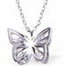 Silver Coloured 3D Butterfly Necklace with Austrian Crystals 13mm in size Choice of 18" Stainless Steel or Sterling Silver Chains 
