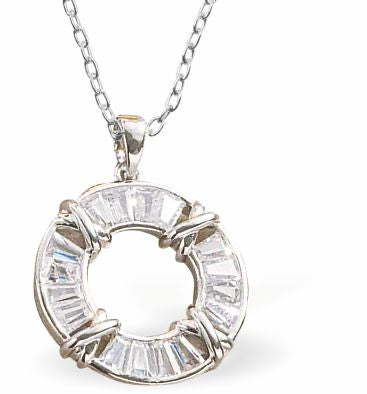 Austrian Crystal Hollow Round Clear Crystal Necklace 26mm in size Choice of 18" Stainless Steel or Sterling Silver Chains 