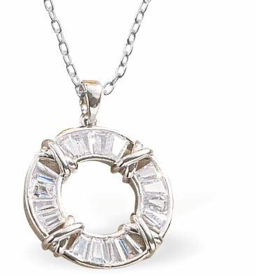 Austrian Crystal Hollow Round Clear Crystal Necklace 26mm in size Choice of 18" Stainless Steel or Sterling Silver Chains