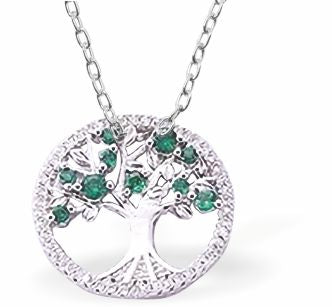 Green Leaved Tree of Life Necklace 23mm in size Choice of 18" Stainless Steel or Sterling Silver Chains Hypoallergenic; Free from cadmium, lead and nickel 