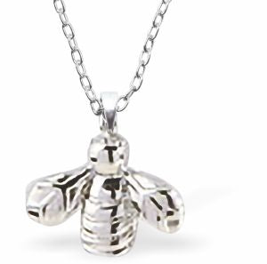 Silver Coloured Cute Bee Necklace 13mm in size Choice of 18" Stainless Steel or Sterling Silver Chains Hypoallergenic; Free from cadmium, lead and nickel