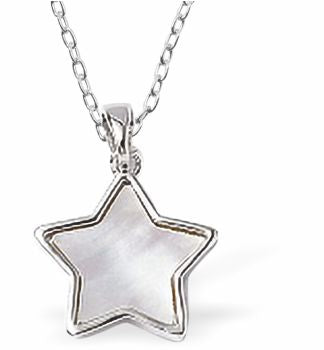 Pretty Shell Filled Star Necklace 20mm in size Choice of 18" Stainless Steel or Sterling Silver Chains Hypoallergenic; Free from cadmium, lead and nickel 