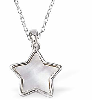 Pretty Shell Filled Star Necklace 20mm in size Choice of 18" Stainless Steel or Sterling Silver Chains Hypoallergenic; Free from cadmium, lead and nickel