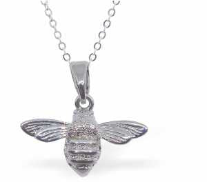 C134 - Silver Coloured Bee Necklace, rhodium plated with a choice of Chains
