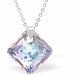 Austrian Crystal Multi Faceted Oblique Square Necklace in Vitrail Light with a Choice of Chains