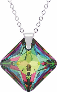 Austrian Crystal Multi Faceted Oblique Square Necklace in Vitrail Medium with a Choice of Chains