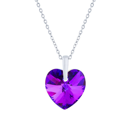 Austrian Crystal Heart Necklace in Heliotrope (Purply/Blue), with Choice of Chains