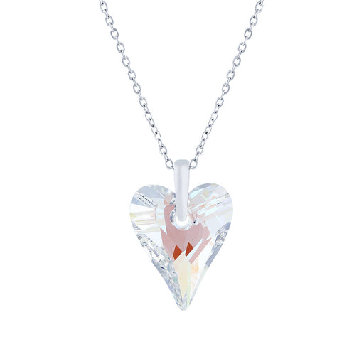 Austrian Crystal Wild Heart Necklace in Aurora Borealis, with a choice of Chains