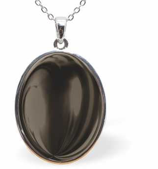 Austrian Crystal Classic Oval Cabochon Necklace in Satin Moroda Black with a choice of Chain