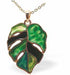 Tropical Leaf Necklace in a Rich Gradation of Greens and Blues