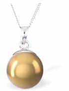 Austrian Crystal Pearl Necklace in Bright Gold Pearl is10mm in size Choice of 18" Stainless Steel or Sterling Silver See choice of stud earrings (CP 140 and CP160) or drop earrings (CP120)