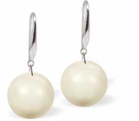 Austrian Crystal Pearl Drop Earrings in Warm Crystal Cream by Byzantium