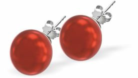 Austrian Crystal Classic Pearl Stud Earrings in Iridescent Rouge Red Pearls are 6mm and 8mm in size Hypo allergenic, free from cadmium, lead and nickel Colour: Iridescent Rouge Red Rhodium Plated Earwires See matching Necklace CP144