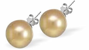 Austrian Crystal Classic Pearl Stud Earrings in Light Gold Pearls are 6mm and 8mm in size Hypo allergenic, free from cadmium, lead and nickel Colour: Light Gold Rhodium Plated Earwires See matching Necklace CP105
