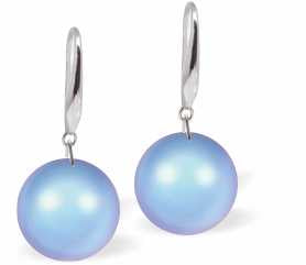 Austrian Crystal Pearl Drop Earrings in two tone Iridescent LIght Blue