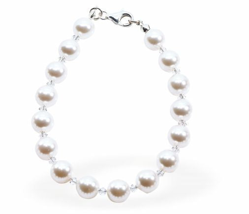 Austrian Crystal String of Pearls and Crystal Mix Bracelet Colour: White and crystal mix Size: 42cm from clasp to clasp. See matching necklace (CP180) and drop earrings (CP182) 