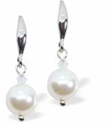 Austrian Crystal Classic Pearl Drop Earrings in Crystal White Pearls are 8mm in size Hypo allergenic, free from cadmium, lead and nickel Colour: White Rhodium Plated Earwires See matching Necklace CP180 