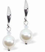 Austrian Crystal Classic Pearl Drop Earrings in Crystal White Pearls are 8mm in size Hypo allergenic, free from cadmium, lead and nickel Colour: White Rhodium Plated Earwires See matching Necklace CP180