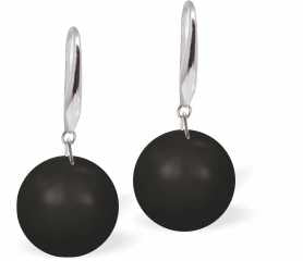 Austrian Crystal Pearl Drop Earrings in Dark Mystic Black by Byzantium