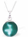 Austrian Crystal Pearl Necklace in Iridescent Tahitian Green by Byzantium with Sterling Silver Chain