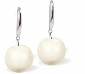 Austrian Crystal Pearl Drop Earrings in Warm Light Creamrose by Byzantium