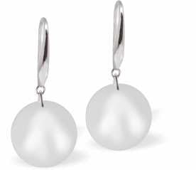 Austrian Crystal Pearl Drop Earrings in Warm Iridescent Dove Grey by Byzantium