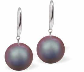 Austrian Crystal Pearl Drop Earrings in Warm Two Tone Iridescent Red by Byzantium