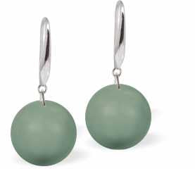 Austrian Crystal Pearl Drop Earrings in Crisp Jade Green by Byzantium