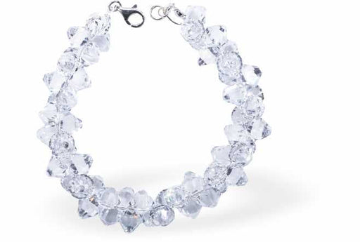 Austrian Crystal Bicon Bracelet in Clear Crystal, Multi-faceted