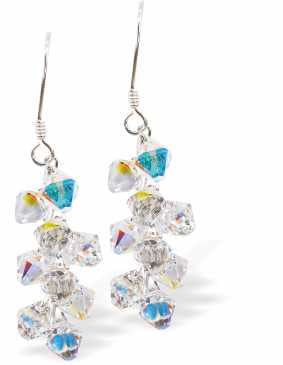 Austrian Crystal Bicon Drop Earrings in Aurora Borealis, Multi-faceted 