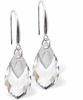 Austrian Crystal Metallic Teardrop Drop Earrings in Clear Crystal Teardrop is 18mm in size