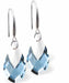 Austrian Crystal Metallic Teardrop Drop Earrings in Aquamarine Blue with Sterling Silver Earwires