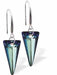 Austrian Crystal Spike Drop Earrings in Bermuda Blue with Rhodium Plated Earwires