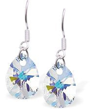Austrian Crystal Peardrop Earrings in Aurora Borealis, with Sterling Silver Earwires