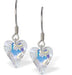 Austrian Crystal Wild Heart Drop Earrings in Reflective Aurora Borealis with Sterling Silver Earwires
