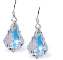 Sparkling Austrian Crystal Baroque Drop Earrings by Byzantium in Reflective Aurora Borealis with Sterling Silver Earwires.