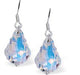 Sparkling Austrian Crystal Baroque Drop Earrings by Byzantium in Reflective Aurora Borealis with Sterling Silver Earwires.