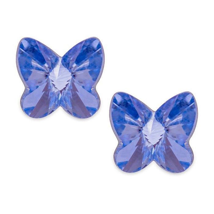 Sparkly Austrian Crystal Elegant Butterfly Stud Earrings by Byzantium in  Provence Lavender Purple with Sterling Silver Earwires