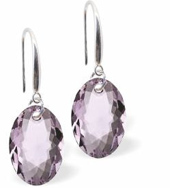 Austrian Crystal Multi Faceted Oval Elliptic Drop Earrings Amethyst Purple in Colour 11.5mm in size - Rhodium Plated Earwires Hypo allergenic: Free from Lead, Nickel and Cadmium See matching necklace EL56 