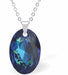 Austrian Crystal Multi Faceted Oval Elliptic Necklace Bermuda Blue in Colour 16mm in size Choice of 18" Stainless Steel or Sterling Silver Chain Hypo allergenic: Free from Lead, Nickel and Cadmium See matching earrings EL59 