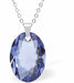 Austrian Crystal Multi Faceted Oval Elliptic Necklace Sapphire Blue in Colour 16mm in size Choice of 18" Stainless Steel or Sterling Silver Chain Hypo allergenic: Free from Lead, Nickel and Cadmium See matching earrings EL63