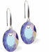 Austrian Crystal Multi Faceted Oval Elliptic Drop Earrings Vitrail Light in Colour 11.5mm in size - Rhodium Plated Earwires Hypo allergenic: Free from Lead, Nickel and Cadmium See matching necklace EL71 