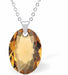 Austrian Crystal Multi Faceted Oval Elliptic Necklace Golden Topaz in Colour 16mm in size Choice of 18" Stainless Steel or Sterling Silver Chain Hypo allergenic: Free from Lead, Nickel and Cadmium See matching earrings EL77 