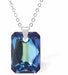 Austrian Crystal Multi Faceted Special Cut Rectangular Necklace in Bermuda Blue with a choice of chains