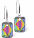 Austrian Crystal Multi Faceted Special Cut Rectangular Drop Earrings in Vitrail Medium