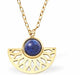 Golden Fan Necklace with Central Synthetic Blue Lapis Lazuli 18mm in size Hypoallergenic: Nickel, Lead and Cadmium Free 