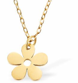 Glowing Golden Daisy Necklace 11mm in size, 18" Golden Chain See matching drop earrings GP13 Hypoallergenic: Nickel, Lead and Cadmium Free 